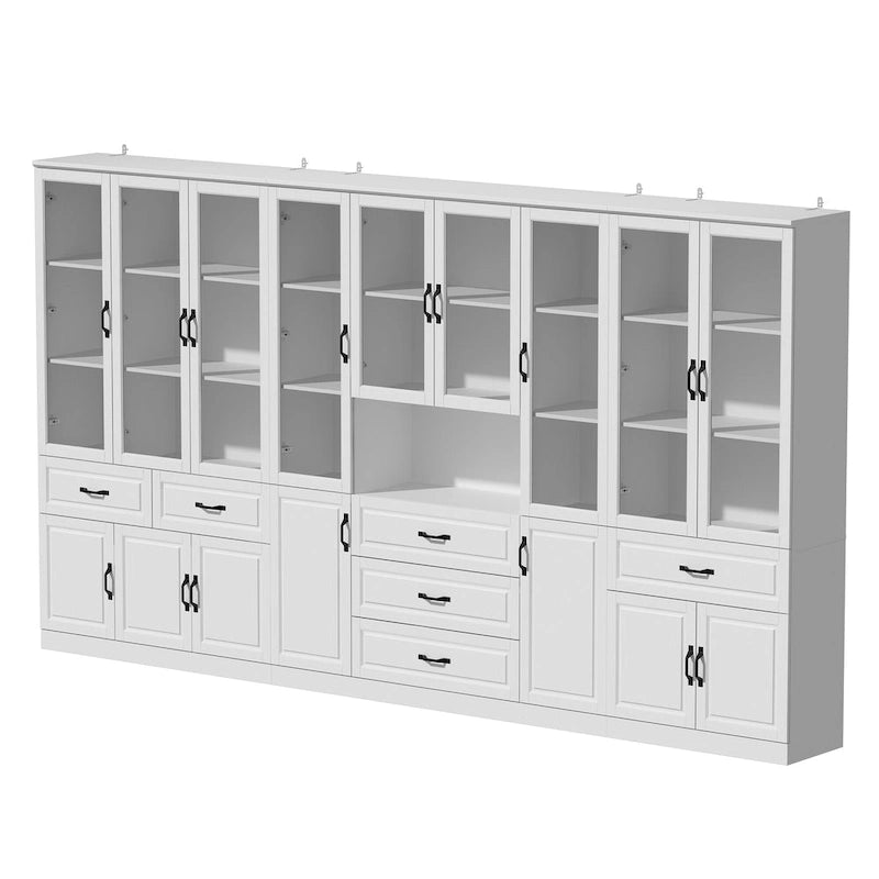 Grande Credenza Bianca Elegante da Cucina con Ante in Vetro Espositiva