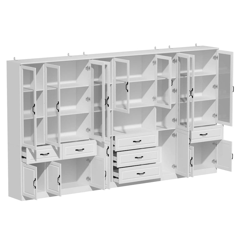 Grande Credenza Bianca Elegante da Cucina con Ante in Vetro Espositiva