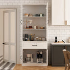 Grande Credenza Bianca Elegante da Cucina con Ante in Vetro Espositiva