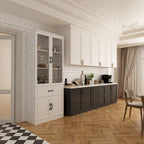 Grande Credenza Bianca Elegante da Cucina con Ante in Vetro Espositiva