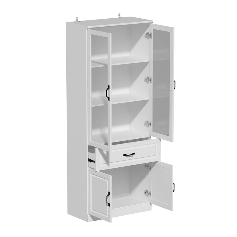 Grande Credenza Bianca Elegante da Cucina con Ante in Vetro Espositiva
