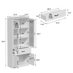 Grande Credenza Bianca Elegante da Cucina con Ante in Vetro Espositiva
