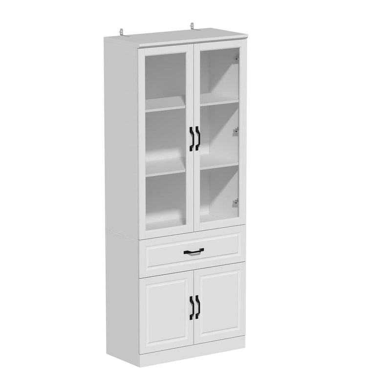 Grande Credenza Bianca Elegante da Cucina con Ante in Vetro Espositiva