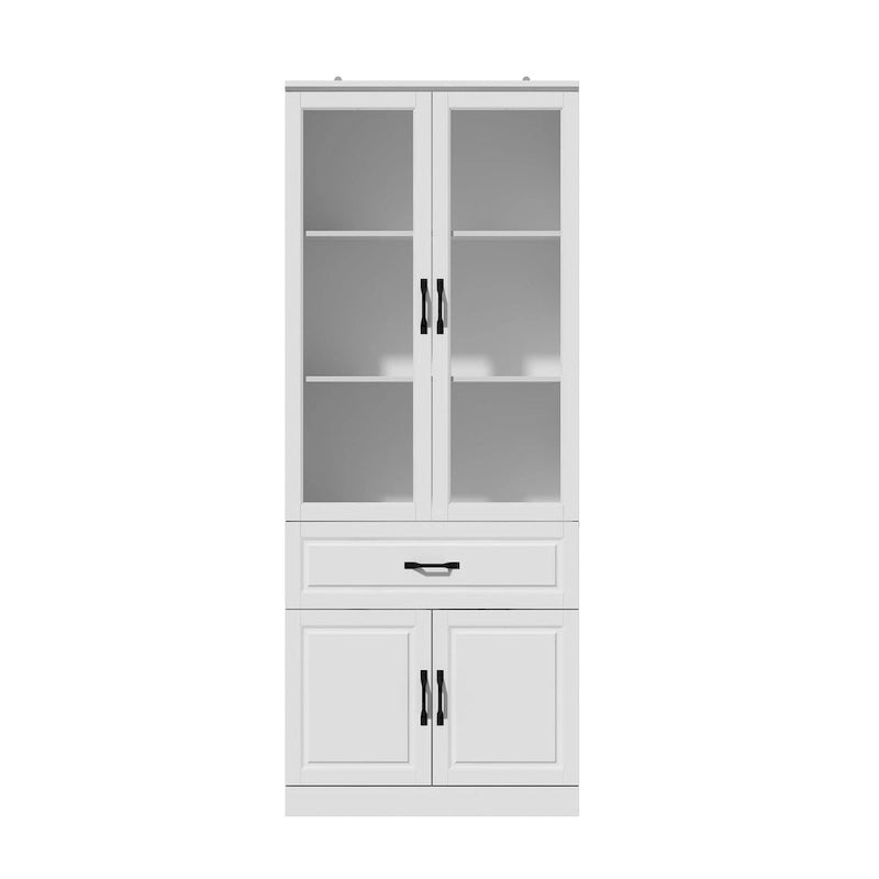 Grande Credenza Bianca Elegante da Cucina con Ante in Vetro Espositiva