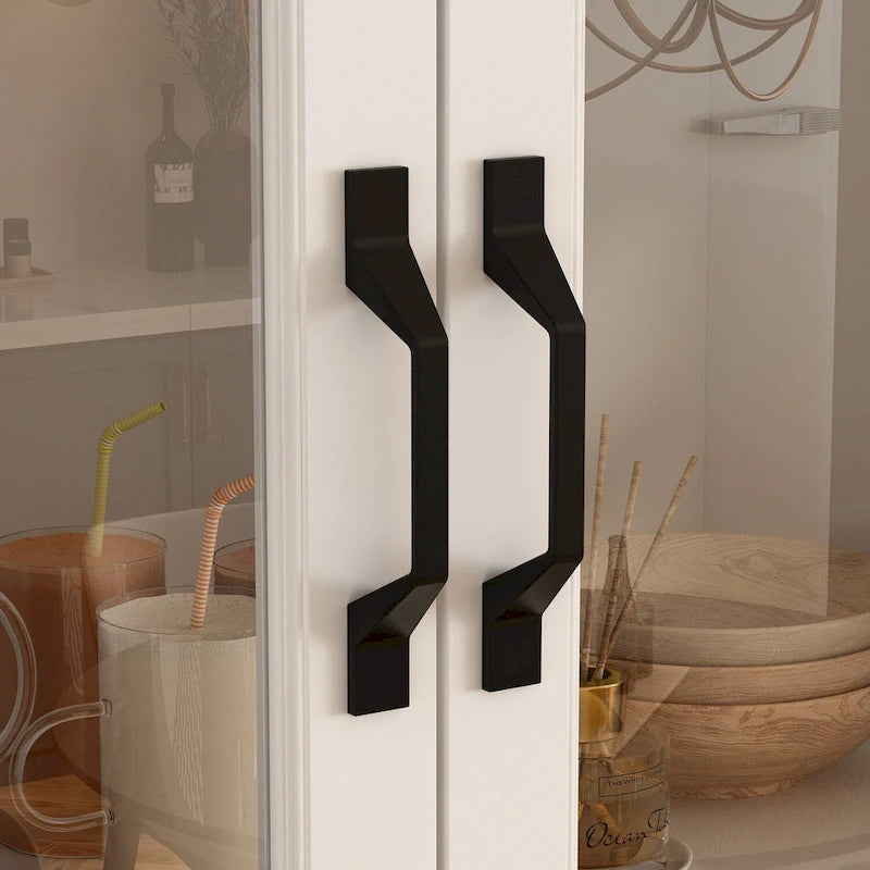 Grande Credenza Bianca Elegante da Cucina con Ante in Vetro Espositiva