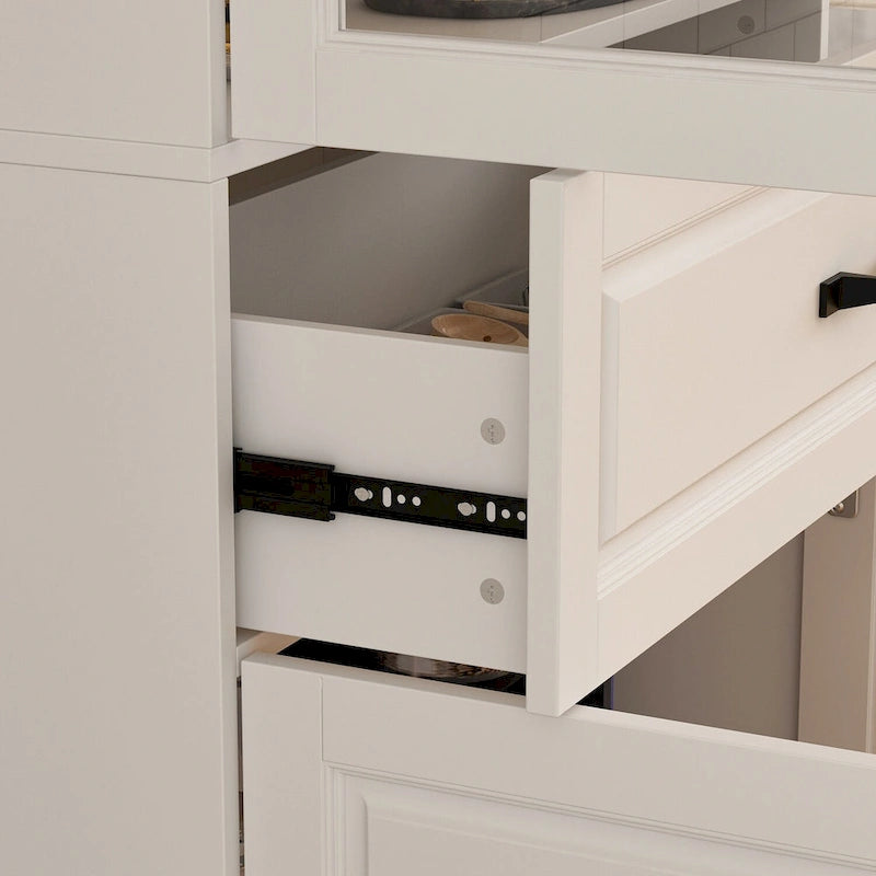 Grande Credenza Bianca Elegante da Cucina con Ante in Vetro Espositiva