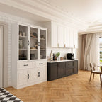 Grande Credenza Bianca Elegante da Cucina con Ante in Vetro Espositiva