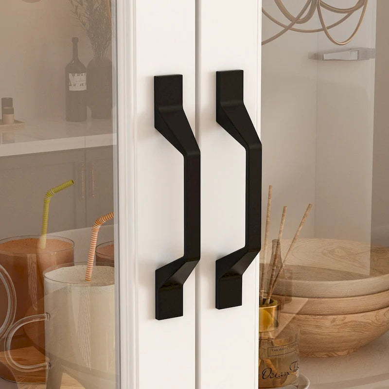 Grande Credenza Bianca Elegante da Cucina con Ante in Vetro Espositiva