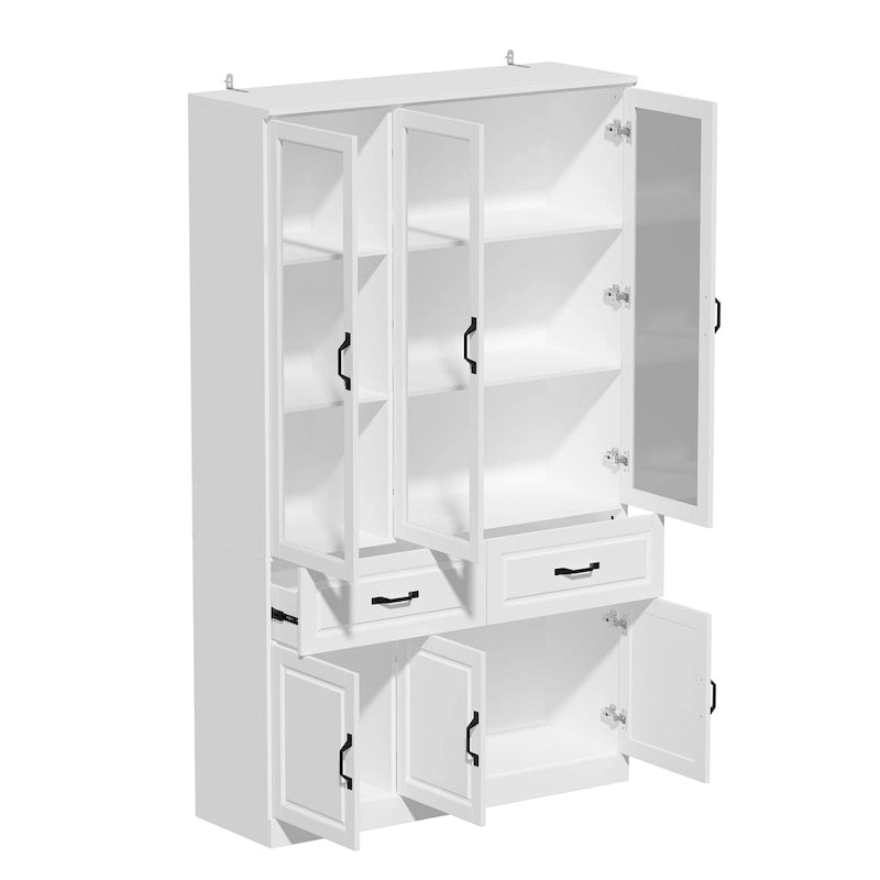 Grande Credenza Bianca Elegante da Cucina con Ante in Vetro Espositiva