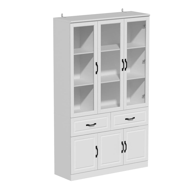 Grande Credenza Bianca Elegante da Cucina con Ante in Vetro Espositiva