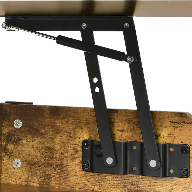 Tavolino quadrato con ripiano elevabile, contenitore e mensola Moasis Farmhouse