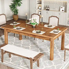 Tavolo da Pranzo in Legno da 70,86" per 6-8 Persone con Gambe Spesse in Legno Massello