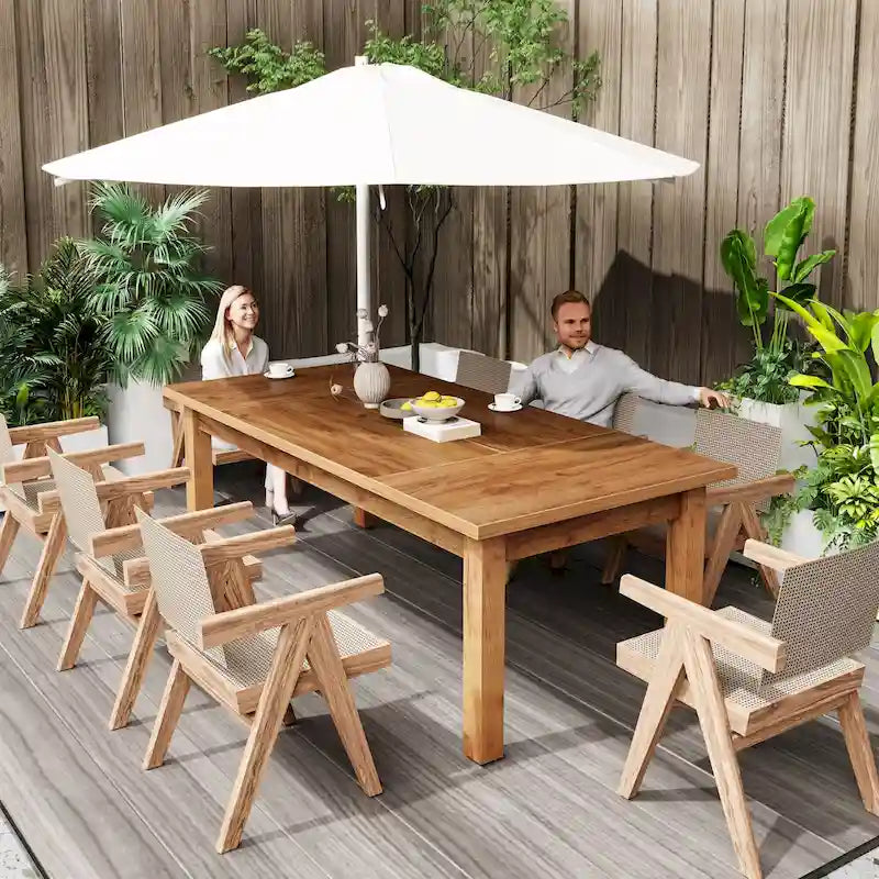 Tavolo da Pranzo in Legno da 70,86" per 6-8 Persone con Gambe Spesse in Legno Massello