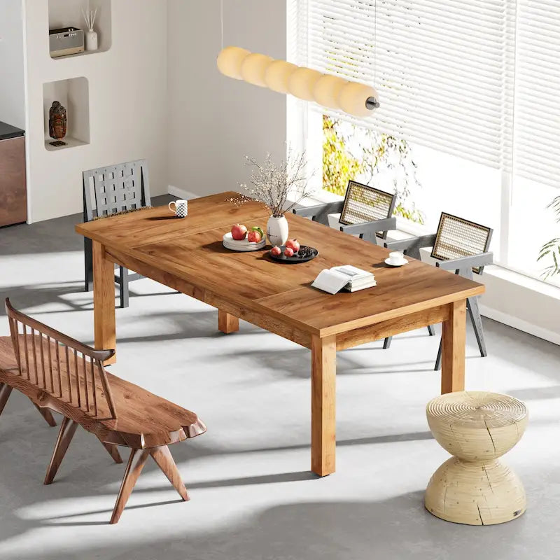 Tavolo da Pranzo in Legno da 70,86" per 6-8 Persone con Gambe Spesse in Legno Massello