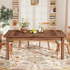 Tavolo da Pranzo in Legno da 70,86" per 6-8 Persone con Gambe Spesse in Legno Massello