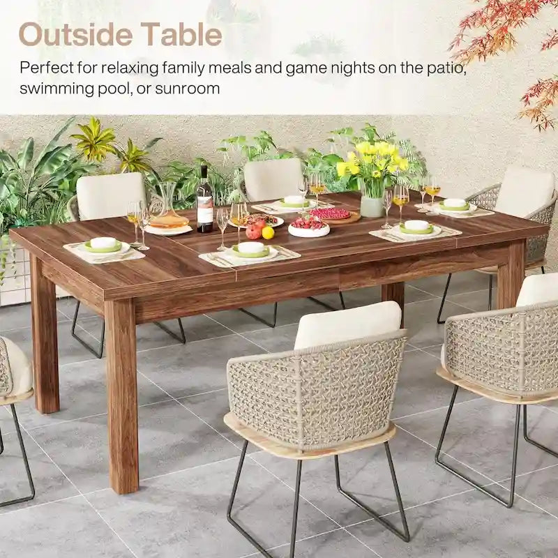 Tavolo da Pranzo in Legno da 70,86" per 6-8 Persone con Gambe Spesse in Legno Massello