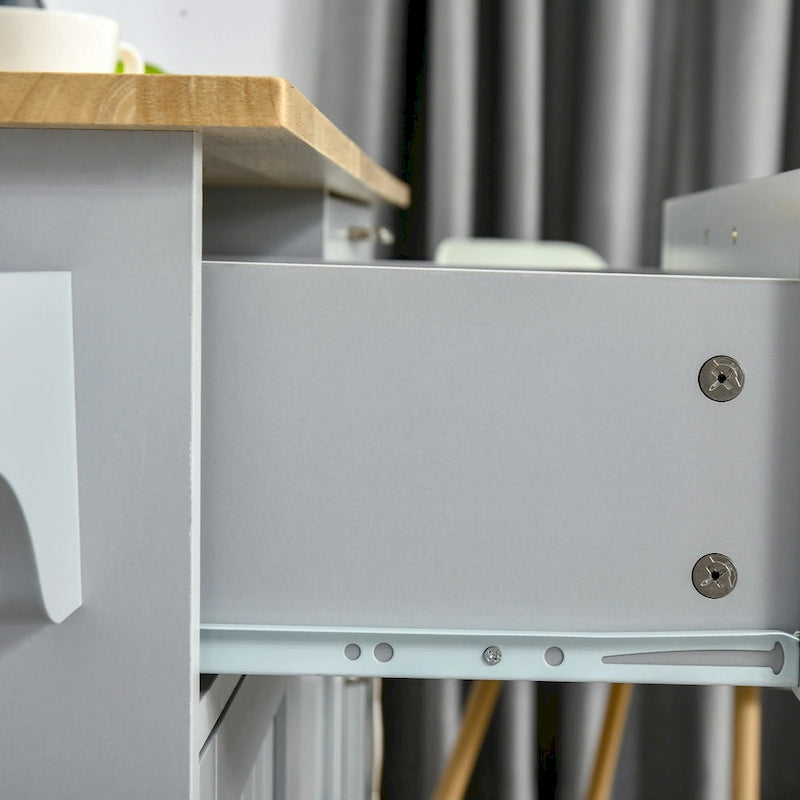 HOMCOM Îlot de cuisine moderne sur roulettes de 122 cm avec tiroirs de rangement, chariot de service roulant avec étagères réglables, armoires
