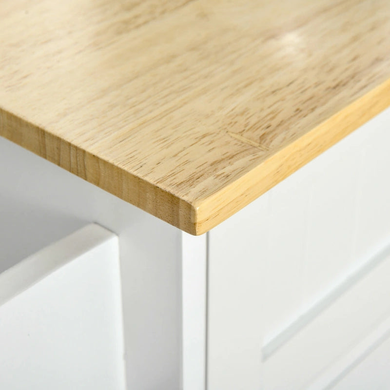 HOMCOM Îlot de cuisine moderne sur roulettes de 122 cm avec tiroirs de rangement, chariot de service roulant avec étagères réglables, armoires