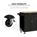 HOMCOM Îlot de cuisine moderne sur roulettes de 122 cm avec tiroirs de rangement, chariot de service roulant avec étagères réglables, armoires