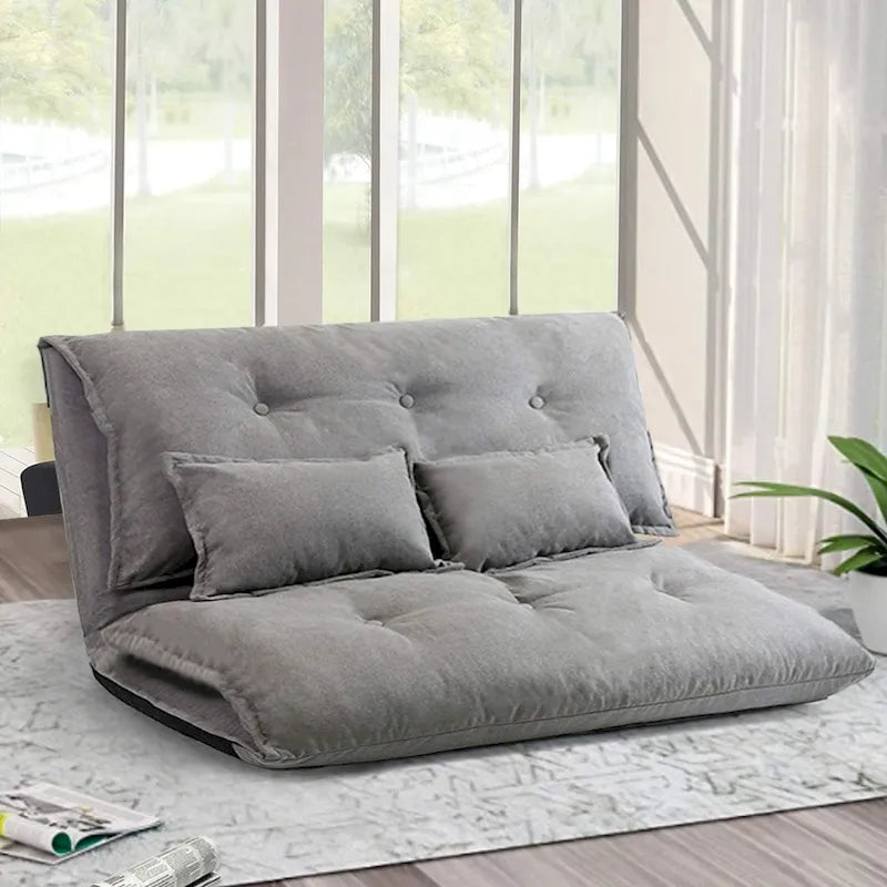 Divano Letto Contemporaneo e Adattabile con Posizionamento a Pavimento, 2 Cuscini