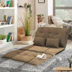 Divano Letto Contemporaneo e Adattabile con Posizionamento a Pavimento, 2 Cuscini