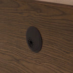 Mobile TV Minimalista con CassettiConsole Media in Legno Massello con Ante, Anta a Ribalta, Impiallacciatura in Noce, Completamente Assemblato