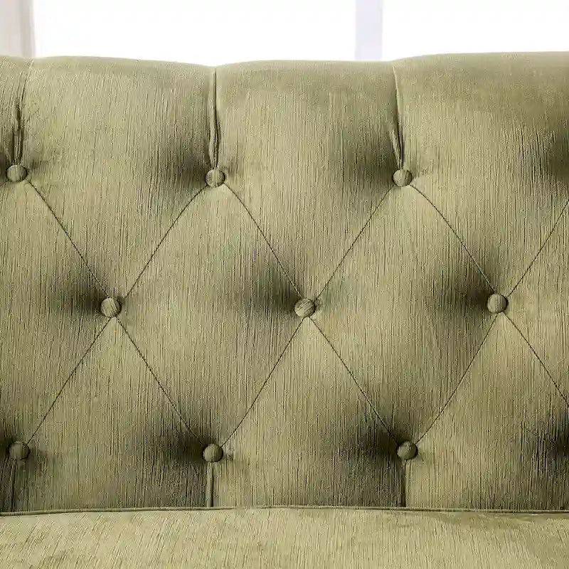 Divano Olie con rivestimento in tessuto verde transizionale e schienale trapuntato di Furniture of America