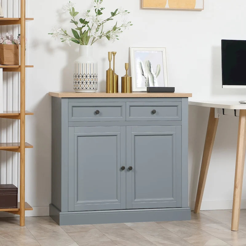 HOMCOM Madia Credenza, Mobile Buffet da Cucina, Mobile Bar con 2 Cassetti e Ante Doppie