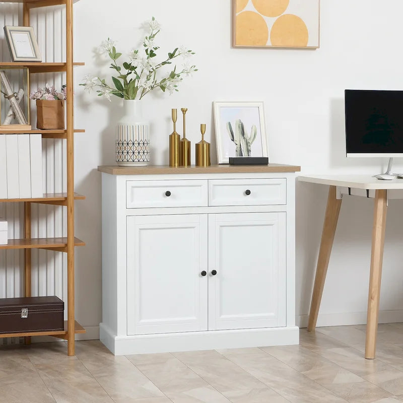 HOMCOM Madia Credenza, Mobile Buffet da Cucina, Mobile Bar con 2 Cassetti e Ante Doppie
