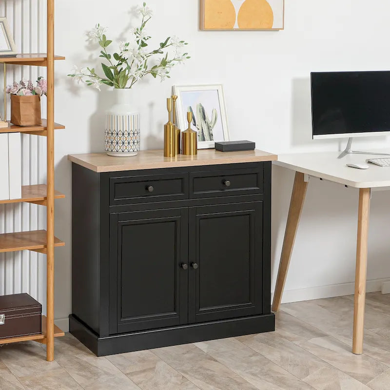 HOMCOM Madia Credenza, Mobile Buffet da Cucina, Mobile Bar con 2 Cassetti e Ante Doppie