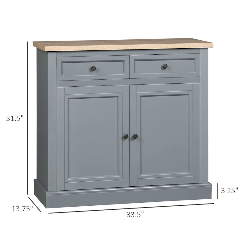 HOMCOM Madia Credenza, Mobile Buffet da Cucina, Mobile Bar con 2 Cassetti e Ante Doppie