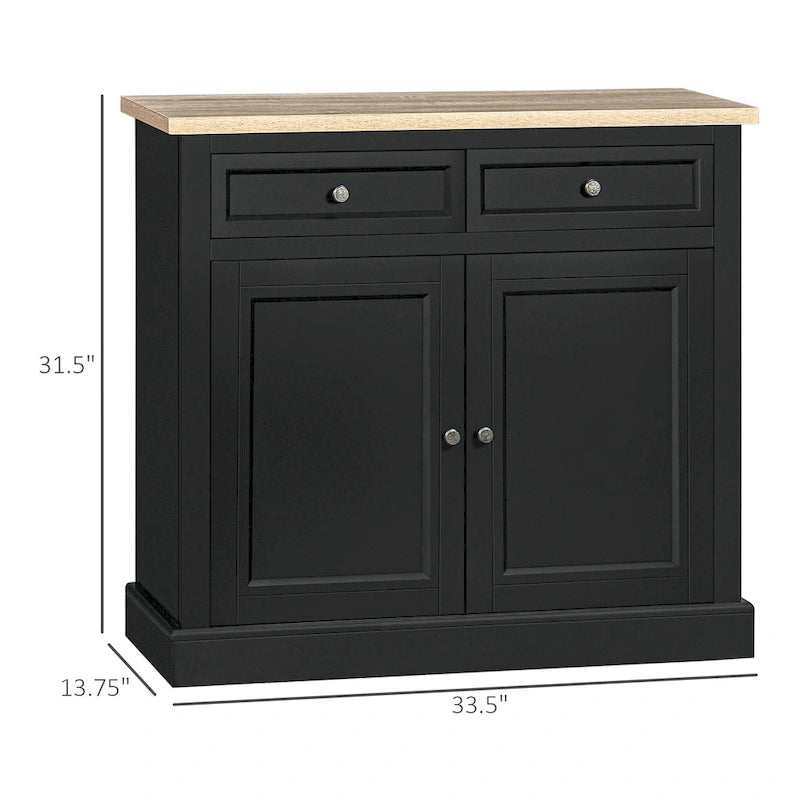 HOMCOM Madia Credenza, Mobile Buffet da Cucina, Mobile Bar con 2 Cassetti e Ante Doppie