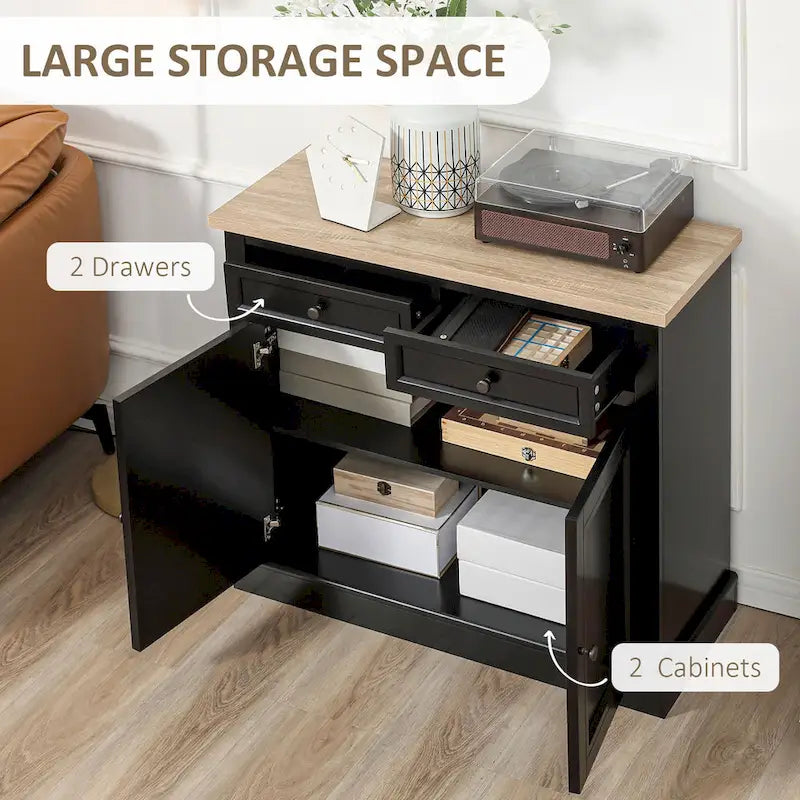 HOMCOM Madia Credenza, Mobile Buffet da Cucina, Mobile Bar con 2 Cassetti e Ante Doppie