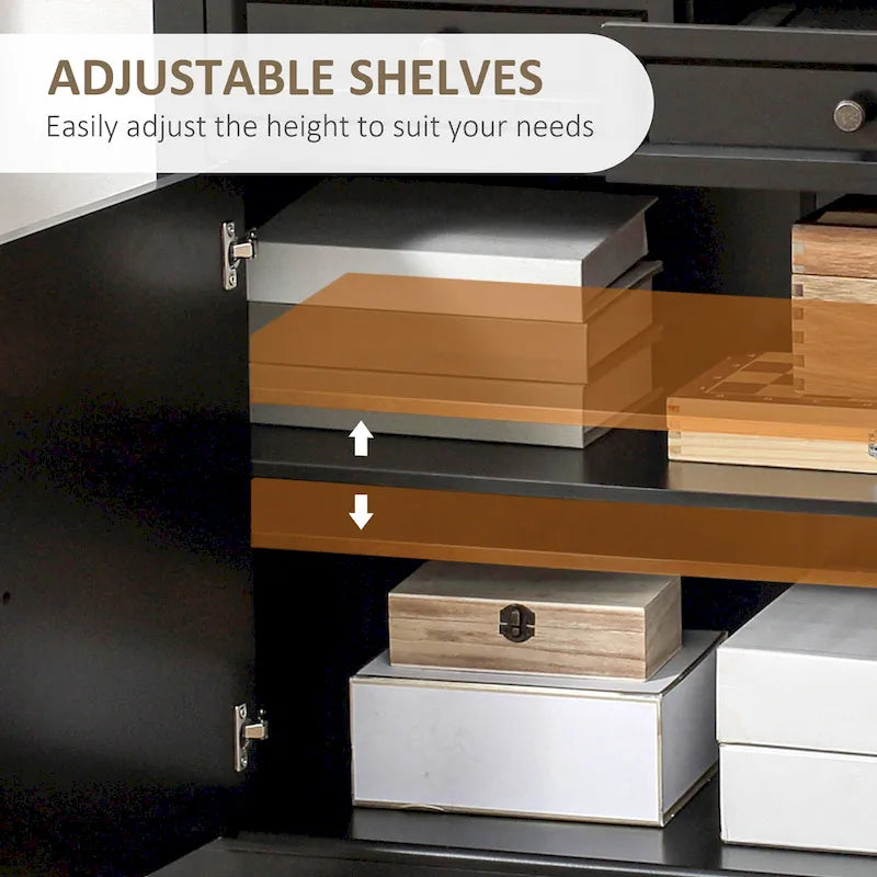 HOMCOM Madia Credenza, Mobile Buffet da Cucina, Mobile Bar con 2 Cassetti e Ante Doppie