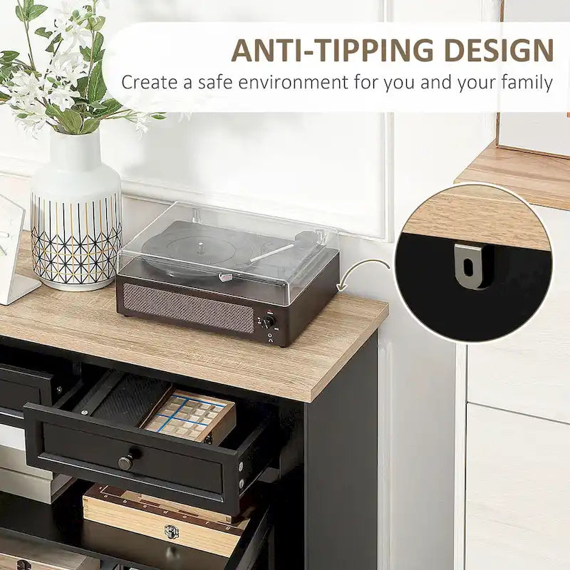 HOMCOM Madia Credenza, Mobile Buffet da Cucina, Mobile Bar con 2 Cassetti e Ante Doppie