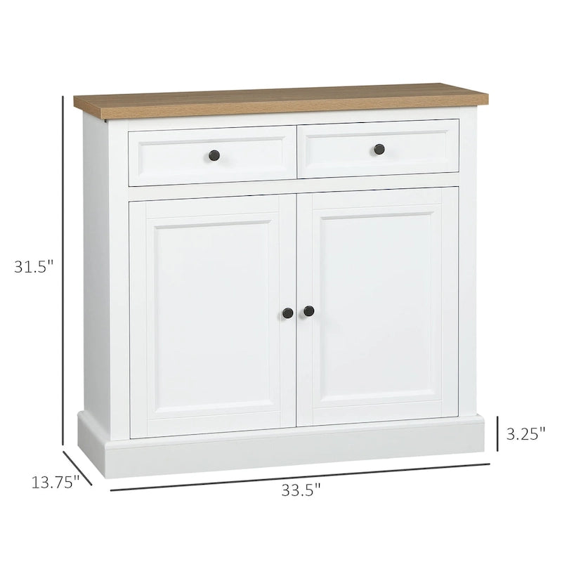 HOMCOM Madia Credenza, Mobile Buffet da Cucina, Mobile Bar con 2 Cassetti e Ante Doppie