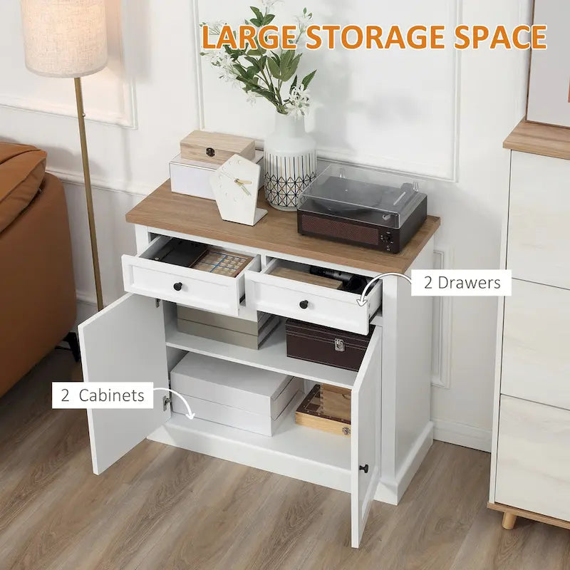 HOMCOM Madia Credenza, Mobile Buffet da Cucina, Mobile Bar con 2 Cassetti e Ante Doppie