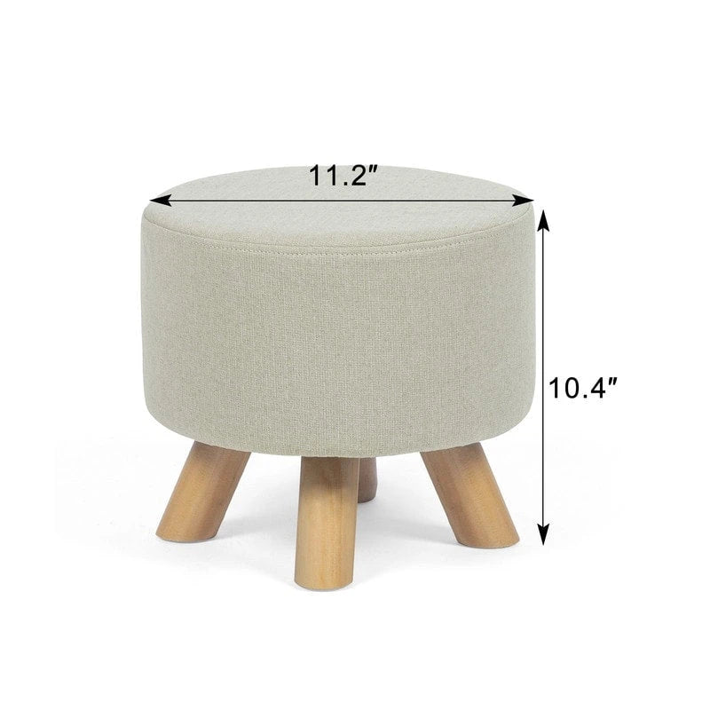 Repose-pieds/Pouf rond moderne en tissu de lin Adeco