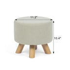 Repose-pieds/Pouf rond moderne en tissu de lin Adeco