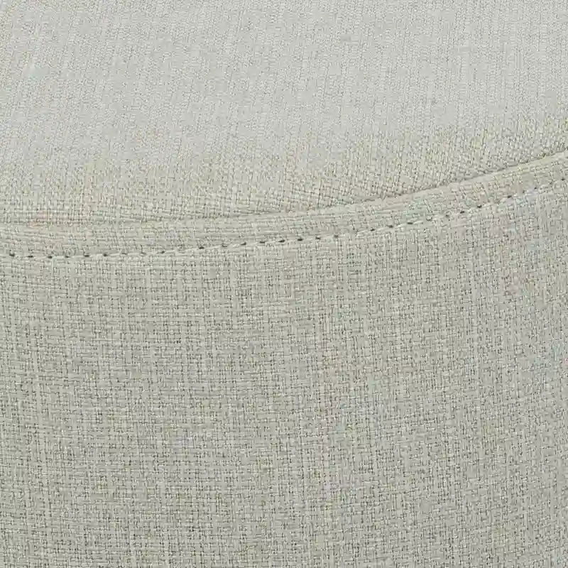 Repose-pieds/Pouf rond moderne en tissu de lin Adeco