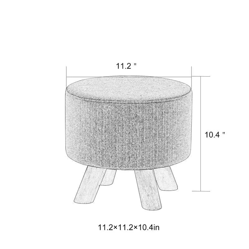 Repose-pieds/Pouf rond moderne en tissu de lin Adeco