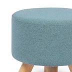 Repose-pieds/Pouf rond moderne en tissu de lin Adeco