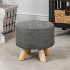 Repose-pieds/Pouf rond moderne en tissu de lin Adeco