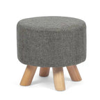 Repose-pieds/Pouf rond moderne en tissu de lin Adeco