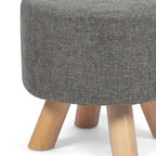 Repose-pieds/Pouf rond moderne en tissu de lin Adeco