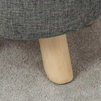 Repose-pieds/Pouf rond moderne en tissu de lin Adeco