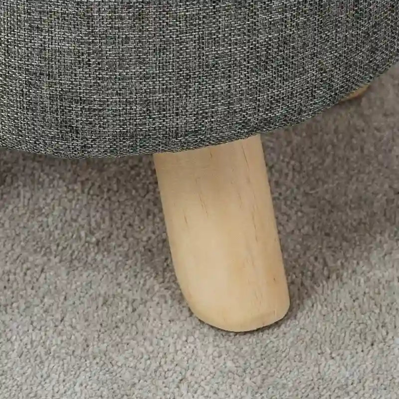 Repose-pieds/Pouf rond moderne en tissu de lin Adeco