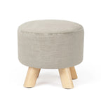 Repose-pieds/Pouf rond moderne en tissu de lin Adeco