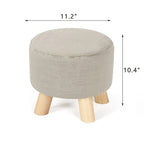 Repose-pieds/Pouf rond moderne en tissu de lin Adeco