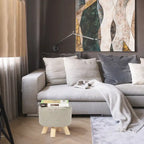 Repose-pieds/Pouf rond moderne en tissu de lin Adeco